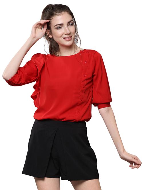 round neck solid top - 16859266 - Very Small Image - 1
