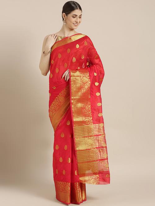ethnic motif kanjivaram saree with blouse - 16859700 - Very Small Image - 1