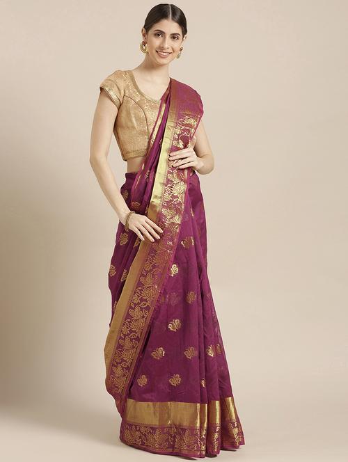ethnic motif kanjivaram saree with blouse - 16859704 - Very Small Image - 1