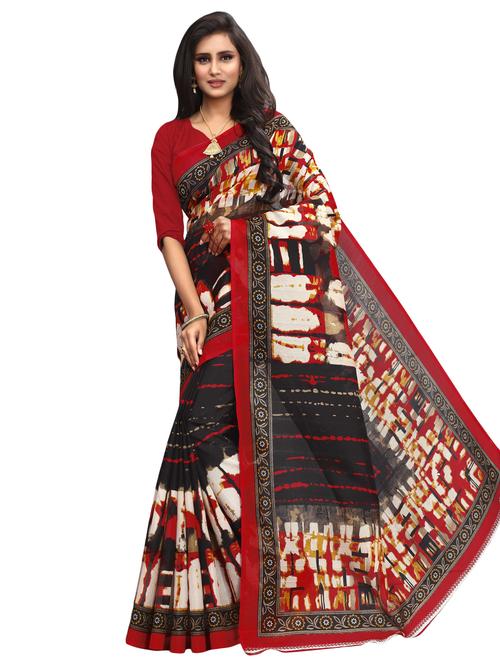 women's printed multi colored saree with blouse - 16860300 - Very Small Image - 1