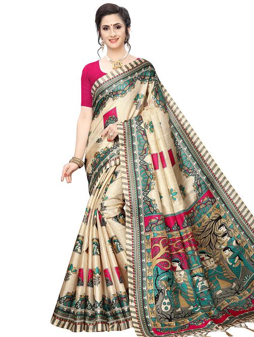 floral printed saree with blouse - 16860490 - Very Small Image - 1