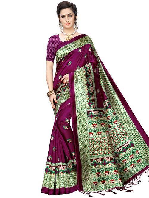 printed bordered saree with blouse - 16860494 - Very Small Image - 1