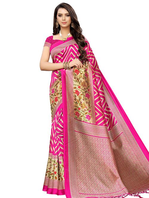 chevron printed saree with blouse - 16860500 - Very Small Image - 1