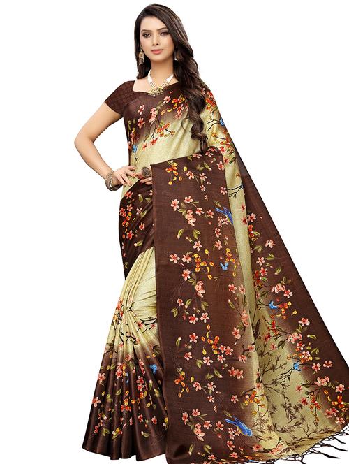 floral printed saree with blouse - 16860503 - Very Small Image - 1