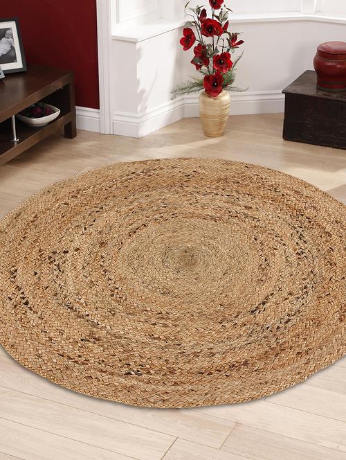 premium plainnatural jute reversible round floor carpet - 16861381 - Very Small Image - 1