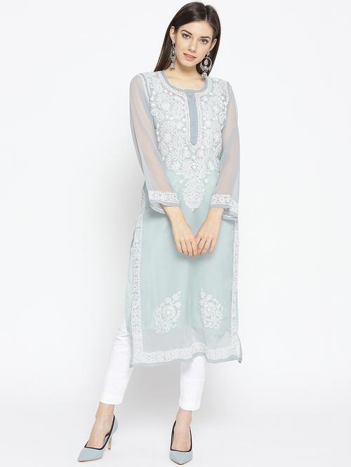 chikankari kurta pant set - 16861705 - Very Small Image - 1