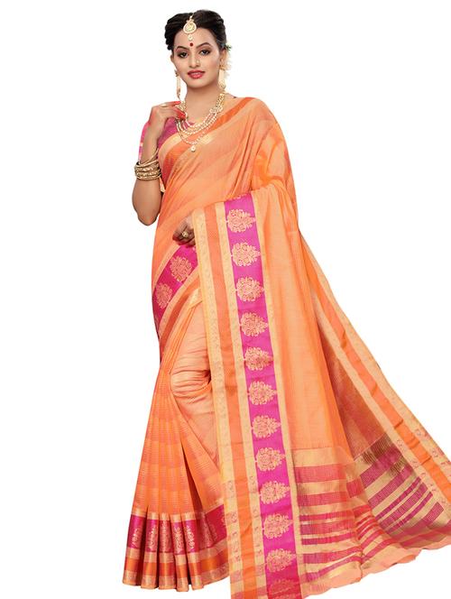 solid bordered saree with blouse - 16861892 - Very Small Image - 1