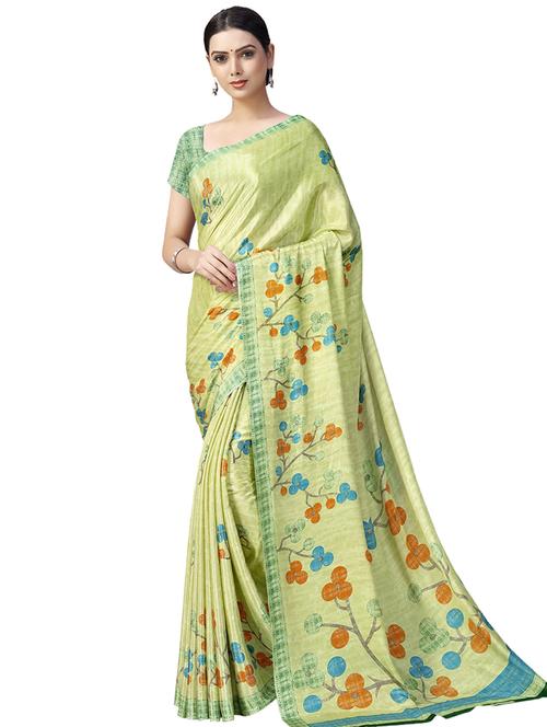 floral printed saree with blouse - 16861944 - Very Small Image - 1