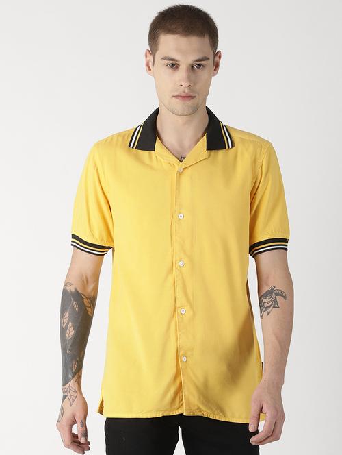yellow solid casual shirt - 16862015 - Very Small Image - 1