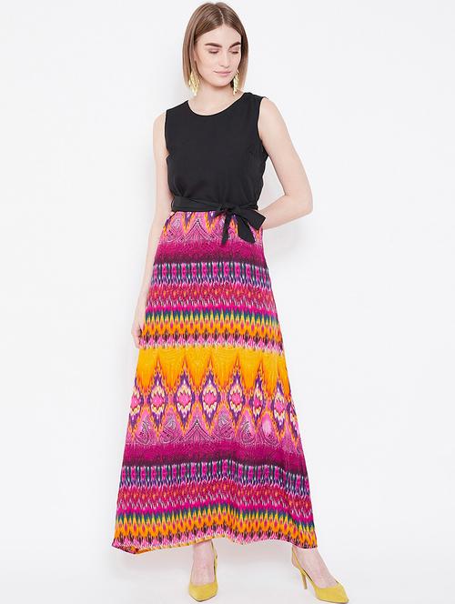 tie front color block maxi dress - 16862195 - Very Small Image - 1