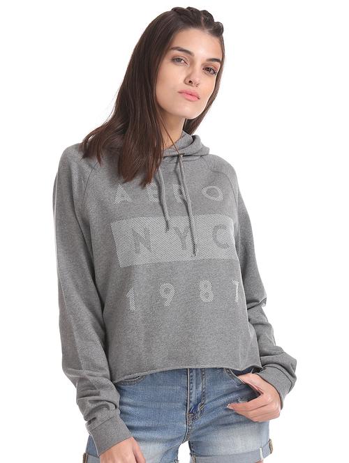 hooded neck cropped sweatshirt - 16862477 - Very Small Image - 1