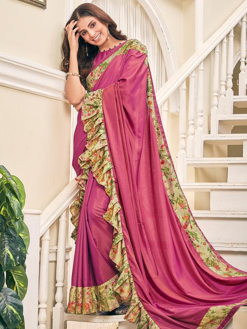 ruffle bordered saree with blouse - 16862511 - Very Small Image - 1