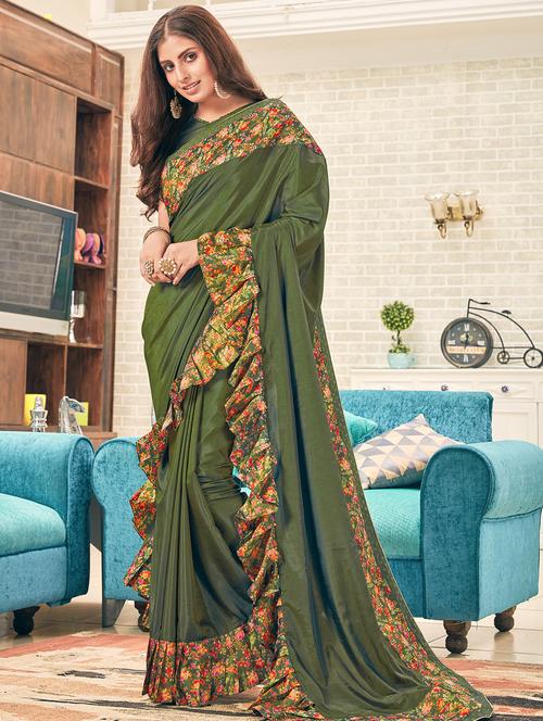 ruffle fusion saree with blouse - 16862518 - Very Small Image - 1