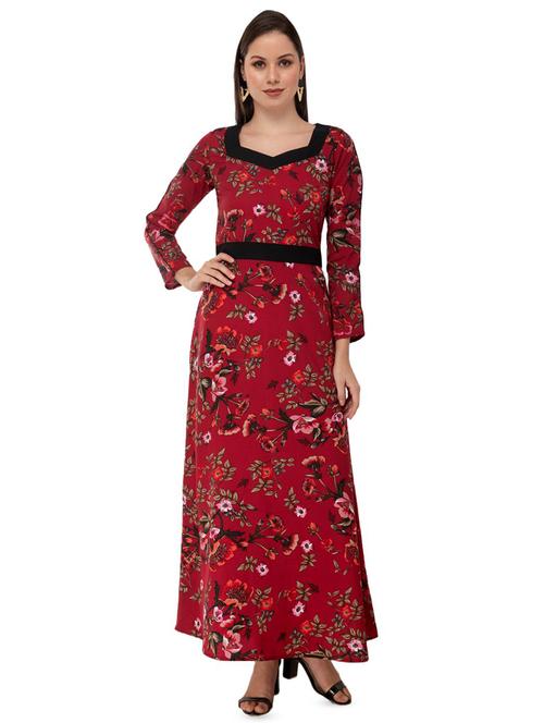 contrast bind floral maxi dress - 16862552 - Very Small Image - 1