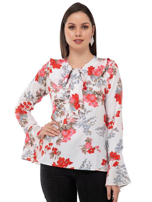 tie up neck floral top - 16862575 - Very Small Image - 1