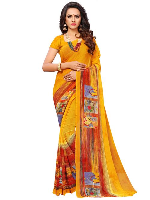 floral printed saree with blouse - 16862913 - Very Small Image - 1