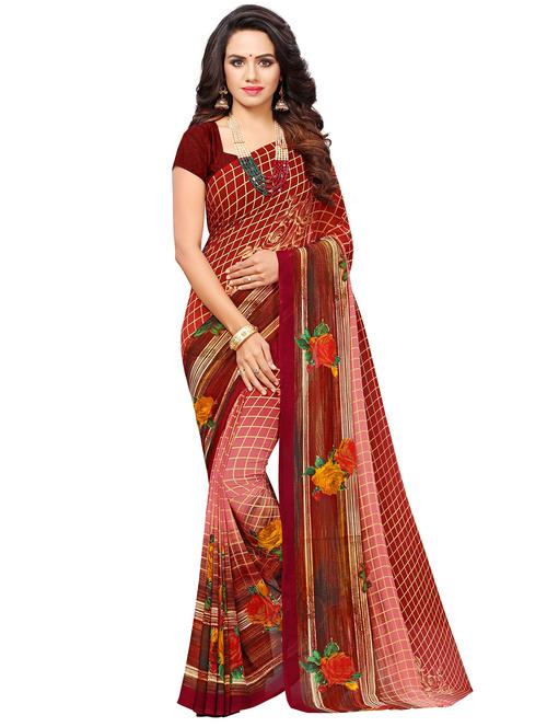 floral printed saree with blouse - 16862918 - Very Small Image - 1