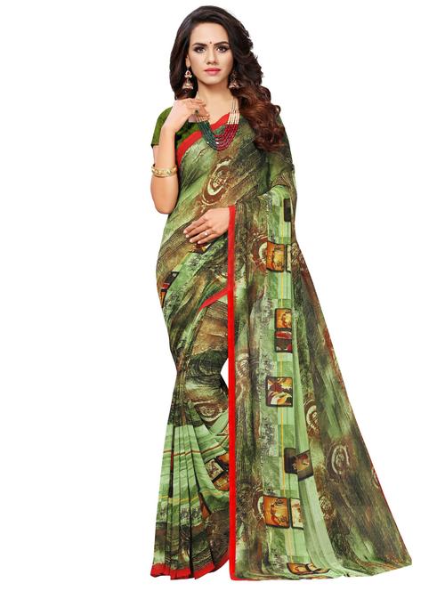 lace detailed printed saree with blouse - 16862919 - Very Small Image - 1