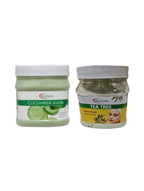 biocare cucumber mask 500gm and tea tree mud mask 500gm - 16863174 - Very Small Image - 1