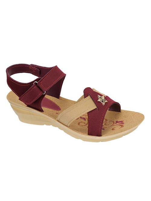 maroon back strap wedges - 16863673 - Very Small Image - 1