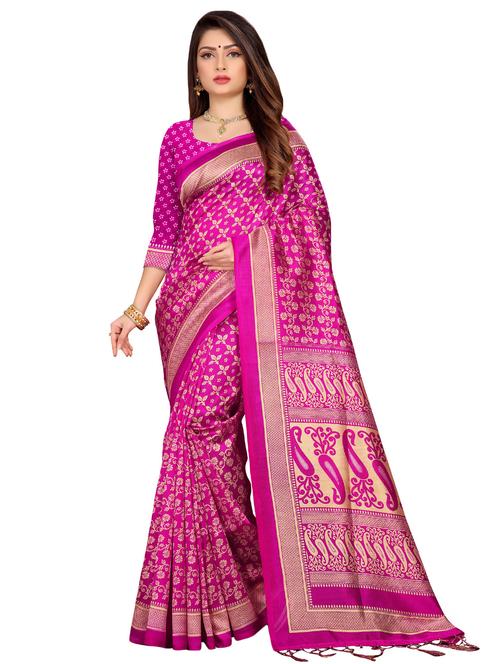 floral mysore silk saree with blouse - 16864432 - Very Small Image - 1