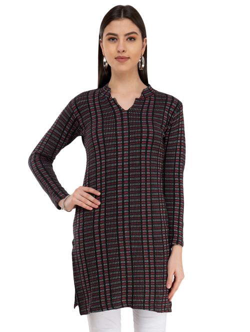 checkered straight woolen kurta - 16864653 - Very Small Image - 1