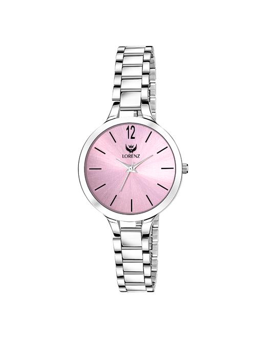 lorenz steel chain & pink dial analog watch for women | watch for girls- as-72a - 16864967 - Very Small Image - 1