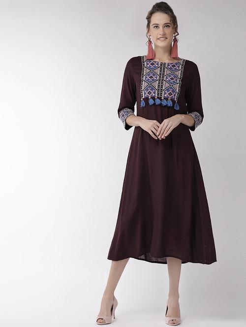 embroidered detail a-line dress - 16865485 - Very Small Image - 1