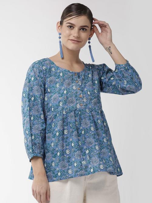 round neck floral top - 16865496 - Very Small Image - 1