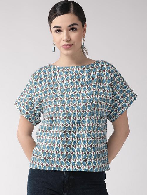 boat neck floral top - 16865511 - Very Small Image - 1