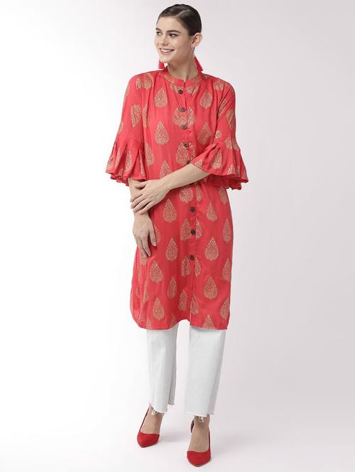 gold print straight kurta - 16865539 - Very Small Image - 1