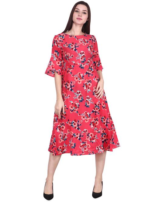 bell sleeved floral a-line dress - 16865812 - Very Small Image - 1