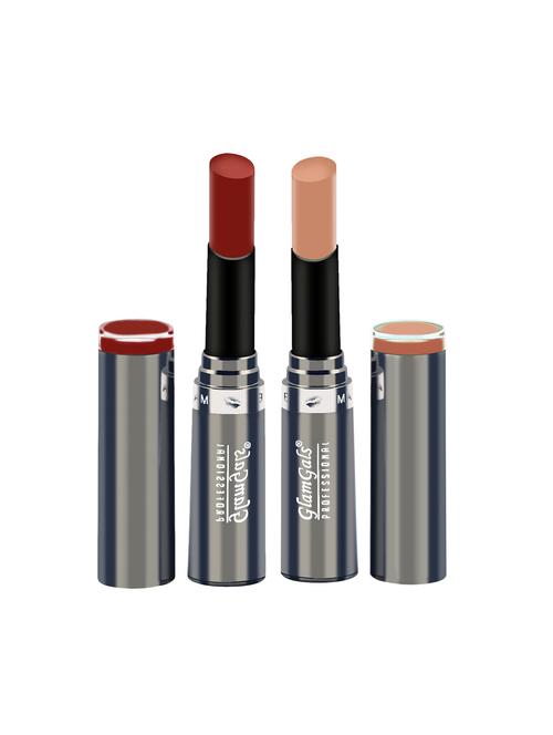 glamgals creme matte finish lipstick buy 1 get 1 free ( hot red , nude coffee ) - 16866123 - Very Small Image - 1