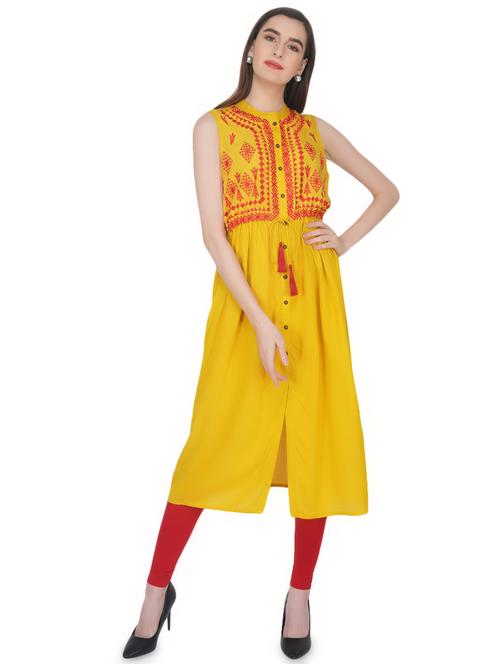 embroidered flared kurta - 16866546 - Very Small Image - 1