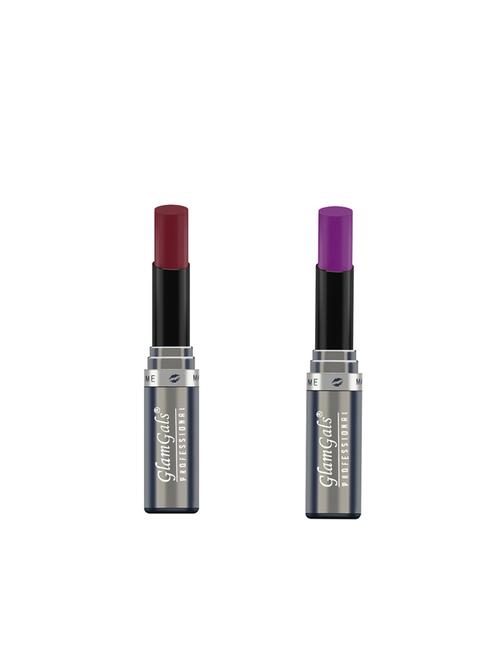 glamgals creme matte finish lipstick buy 1 get 1 free ( purple , red fox ) - 16867088 - Very Small Image - 1