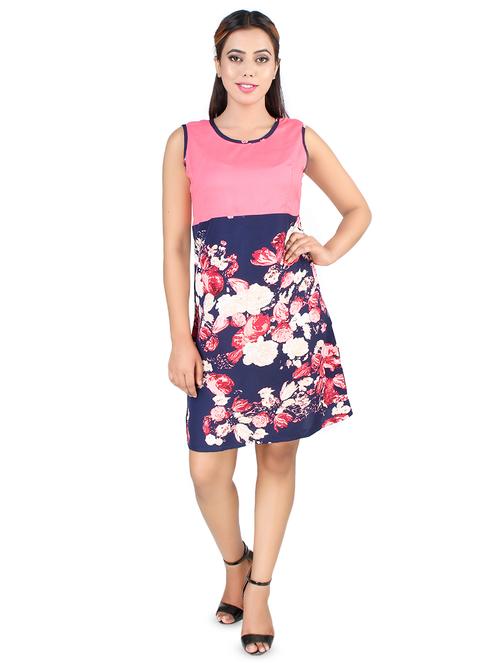pink crepe aline dress - 16867100 - Very Small Image - 1