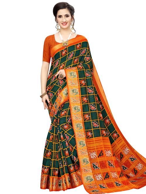 check printed saree with blouse - 16867543 - Very Small Image - 1