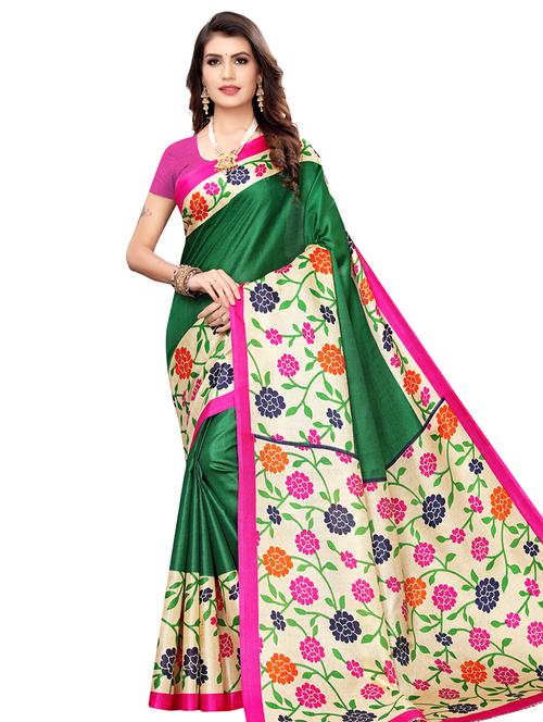 solid bordered saree with blouse - 16867555 - Very Small Image - 1