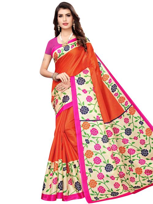 solid bordered saree with blouse - 16867558 - Very Small Image - 1