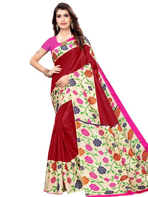 solid bordered saree with blouse - 16867559 - Very Small Image - 1