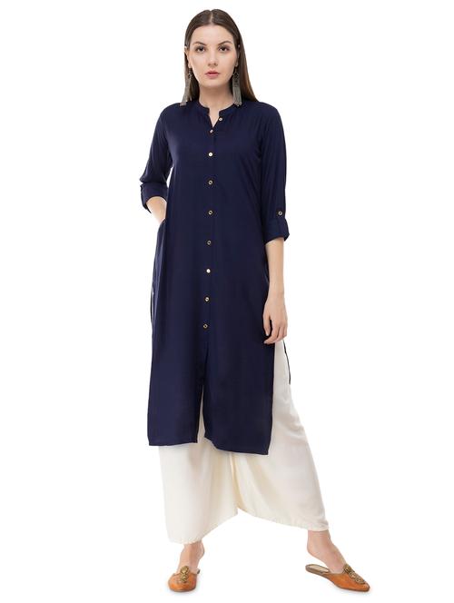 solid straight kurta - 16868107 - Very Small Image - 1