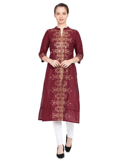 gold print straight kurta - 16868112 - Very Small Image - 1