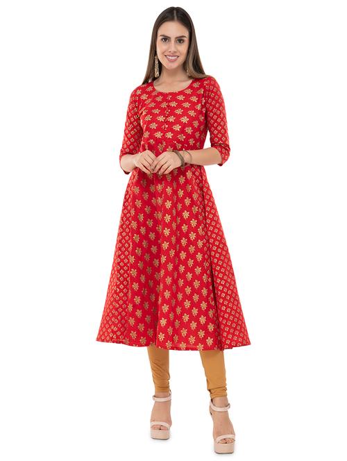 gold print anarkali kurta - 16868120 - Very Small Image - 1