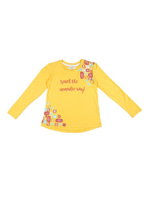 yellow cotton blend regular tops & tee - 16868232 - Very Small Image - 1