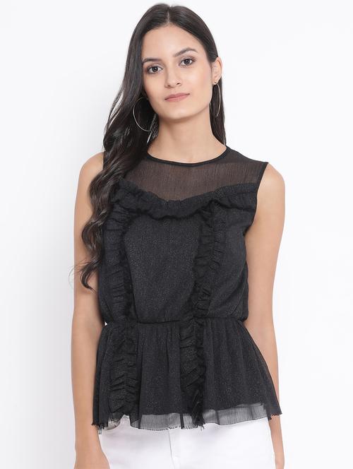 frill detail shimmer top - 16868315 - Very Small Image - 1