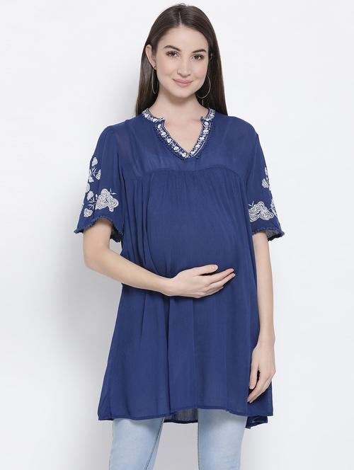 mandarin neck maternity tunic - 16868328 - Very Small Image - 1