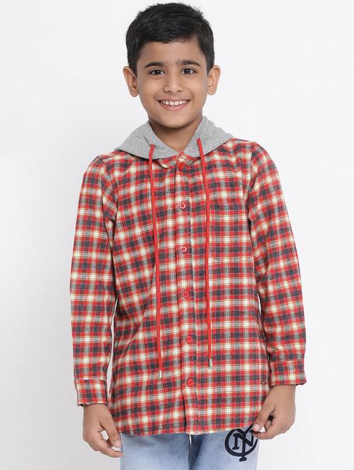 red colored cotton shirt - 16868338 - Very Small Image - 1