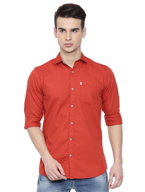 red solid casual shirt - 16868793 - Very Small Image - 1