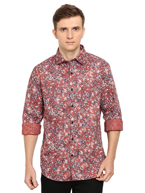 orange printed casual shirt - 16868894 - Very Small Image - 1