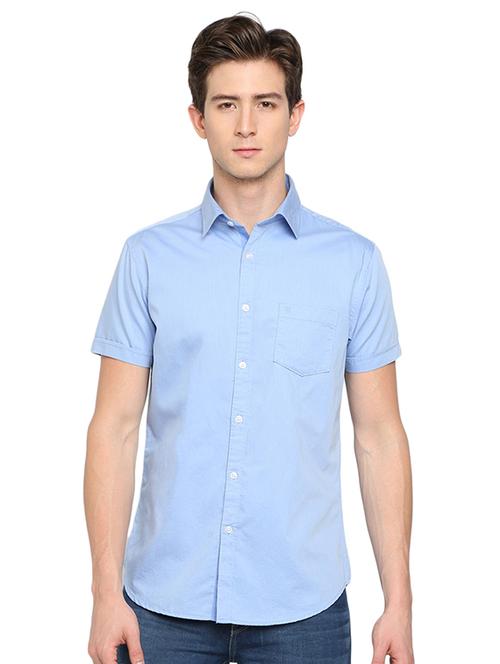 light blue solid casual shirt - 16868905 - Very Small Image - 1